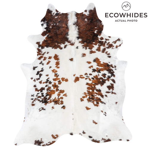 White Tricolor Cowhide Rug Size 7'9" L x 6'1" W 1977