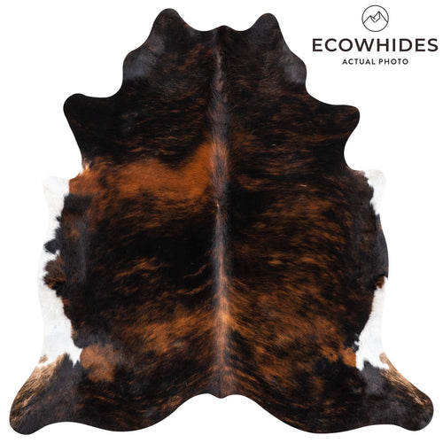 Dark Tricolor Cowhide Rug Size 6'6" L x 6'5" W 1978