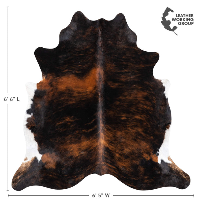 Dark Tricolor Cowhide Rug Size 6'6" L x 6'5" W 1978