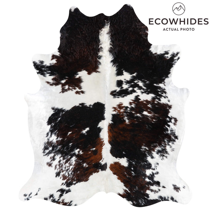 Dark Tricolor Cowhide Rug Size 7'3" L x 6'2" W 1979