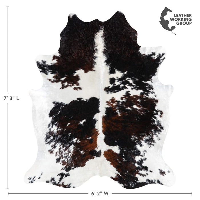 Dark Tricolor Cowhide Rug Size 7'3" L x 6'2" W 1979