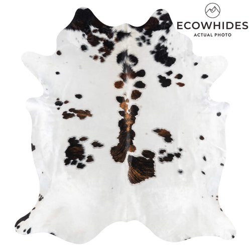 White Tricolor Cowhide Rug Size 7'8" L x 7'2" W 1982