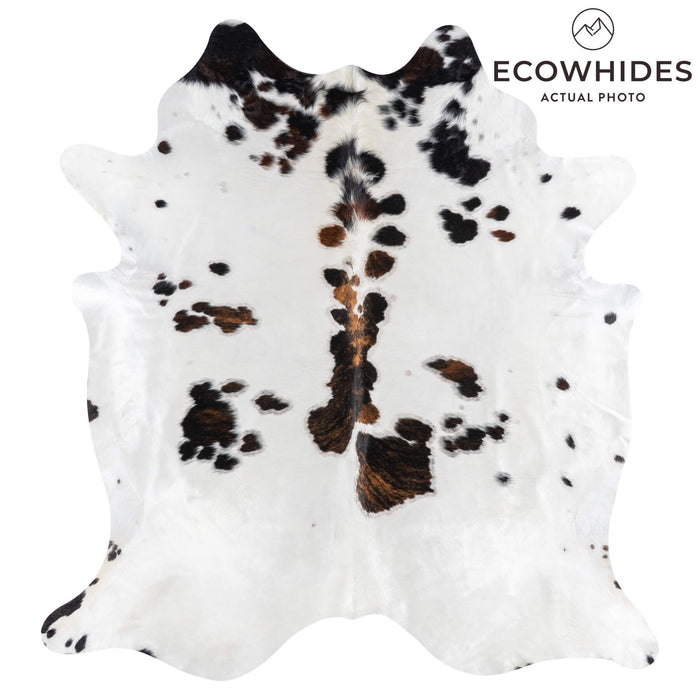 White Tricolor Cowhide Rug Size 7'8" L x 7'2" W 1982