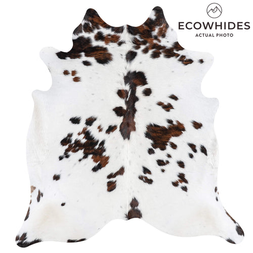 White Tricolor Cowhide Rug Size 6'9" L x 6'4" W 1983