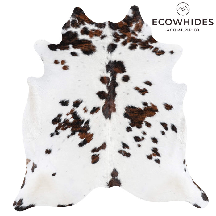 White Tricolor Cowhide Rug Size 6'9" L x 6'4" W 1983