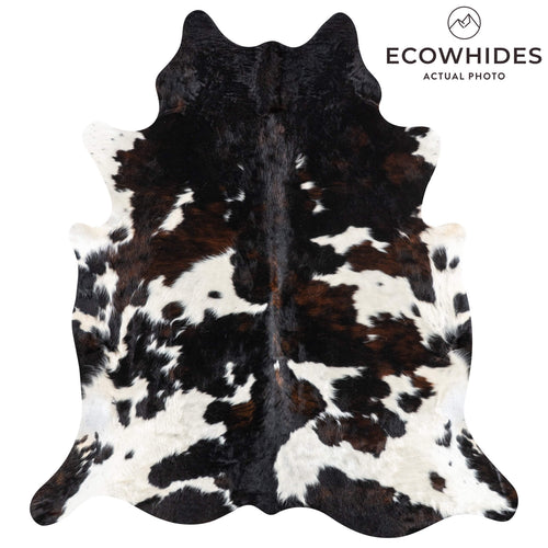 Dark Tricolor Cowhide Rug Size 7'4" L x 6'7" W 1987