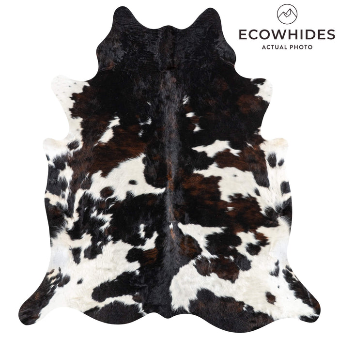Dark Tricolor Cowhide Rug Size 7'4" L x 6'7" W 1987