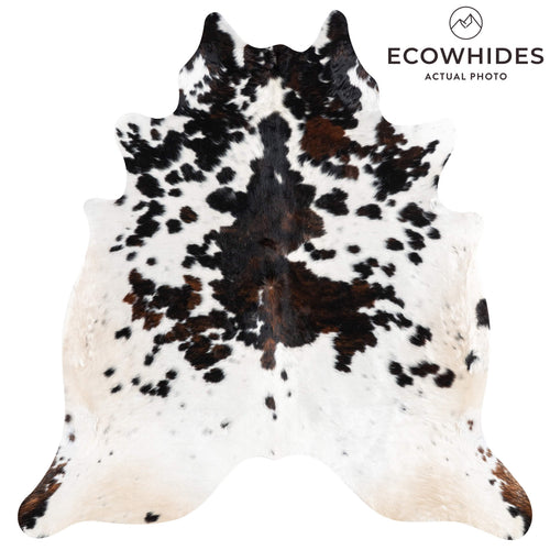 White Tricolor Cowhide Rug Size 7'4" L x 6'11" W 1988