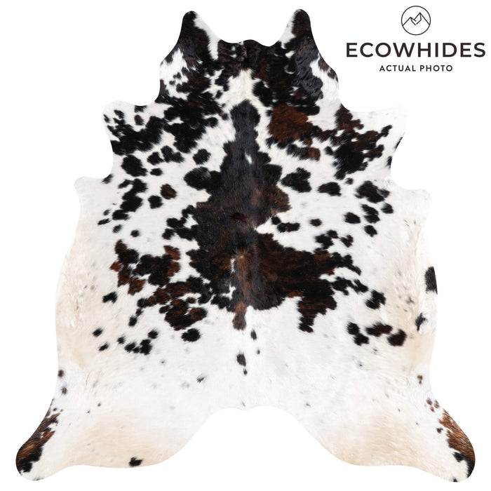 White Tricolor Cowhide Rug Size 7'4" L x 6'11" W 1988