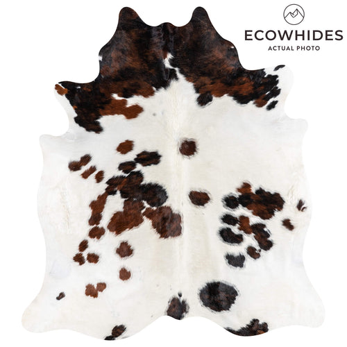 White Tricolor Cowhide Rug Size 7'7" L x 6'11" W 1989