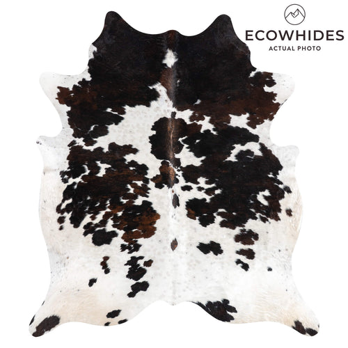 Dark Tricolor Cowhide Rug Size 7'7" L x 6'10" W 1990