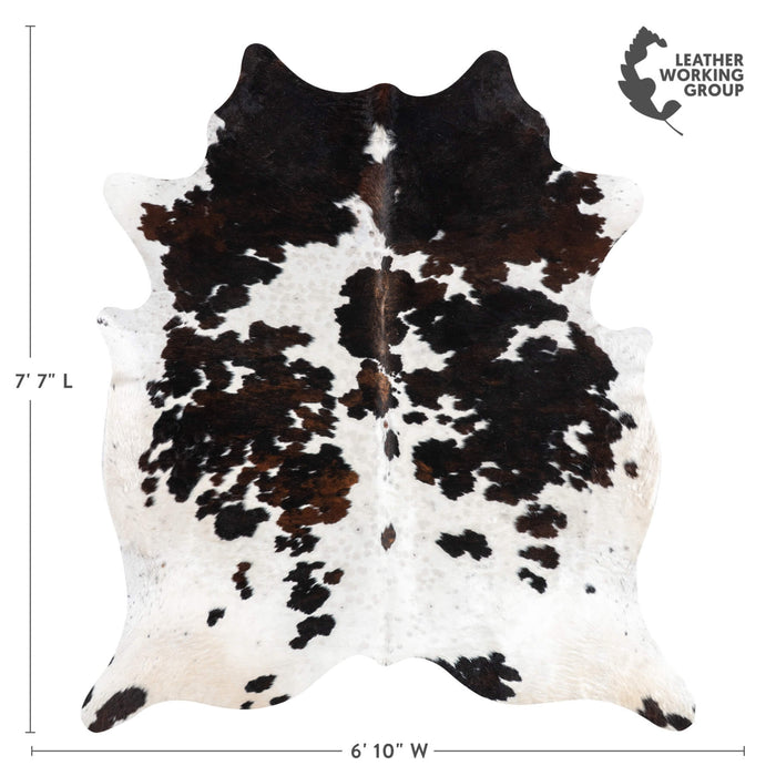 Dark Tricolor Cowhide Rug Size 7'7" L x 6'10" W 1990