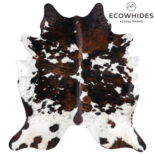 Dark Tricolor Cowhide Rug Size 7'8" L x 6'10" W 1991