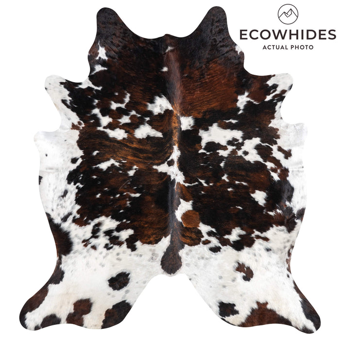 Dark Tricolor Cowhide Rug Size 7'8" L x 6'10" W 1991