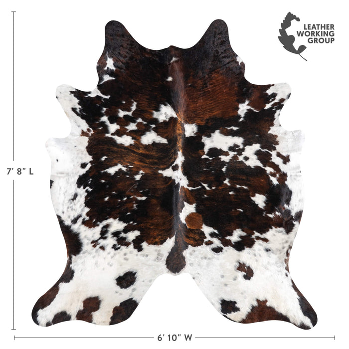 Dark Tricolor Cowhide Rug Size 7'8" L x 6'10" W 1991