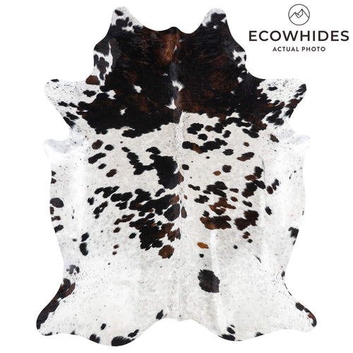 White Tricolor Cowhide Rug Size 7'11" L x 6'7" W 1992