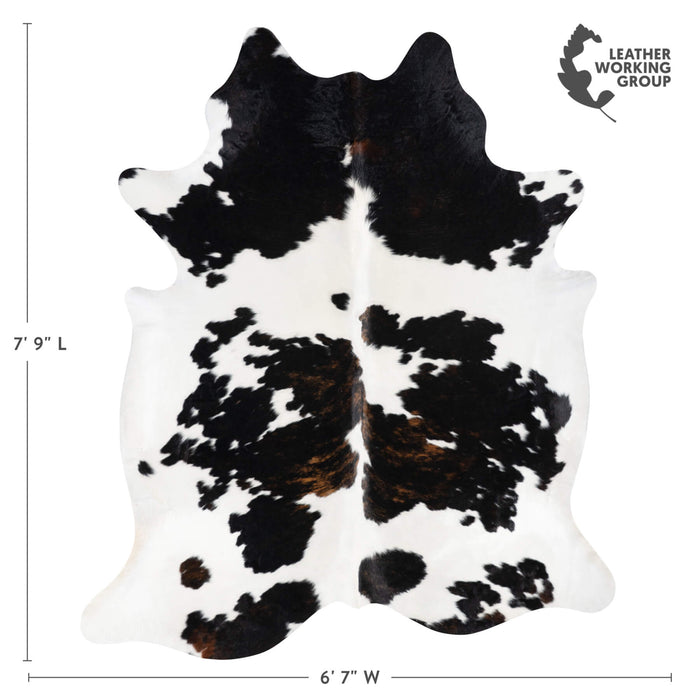 White Tricolor Cowhide Rug Size 7'9" L x 6'7" W 1996