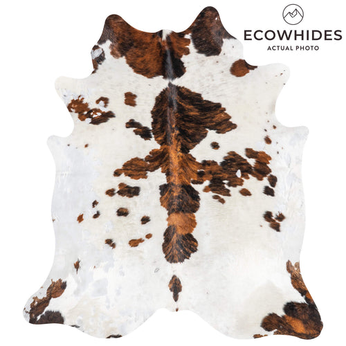 Vintage White Tricolor Cowhide Rug Size 6'4" L x 5'8" W 2008