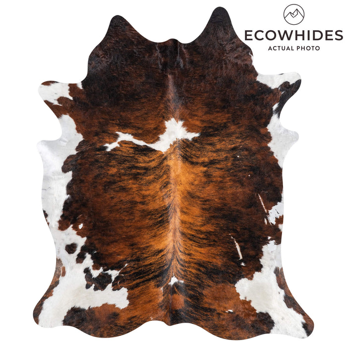 Vintage Brindle White Belly Cowhide Rug Size 7'7" L x 6'5" W 2011