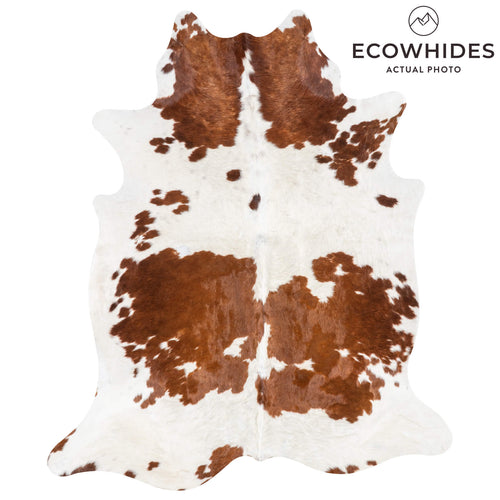 Vintage Brown and White Cowhide Rug Size 8'0" L x 6'9" W 2017