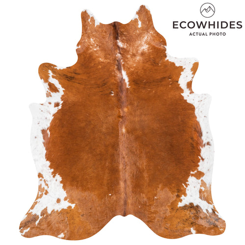 Vintage Brown and White Cowhide Rug Size 6'9" L x 5'11" W 2018
