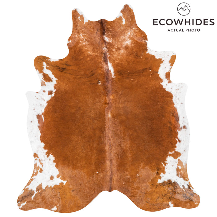 Vintage Brown and White Cowhide Rug Size 6'9" L x 5'11" W 2018