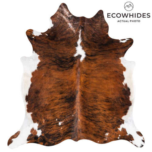 Vintage Brindle White Belly Cowhide Rug Size 6'2" L x 5'9" W 2022
