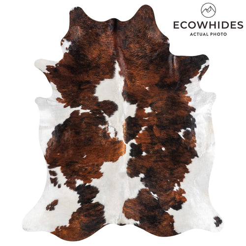Vintage Tricolor Cowhide Rug Size 7'2" L x 6'2" W 2046