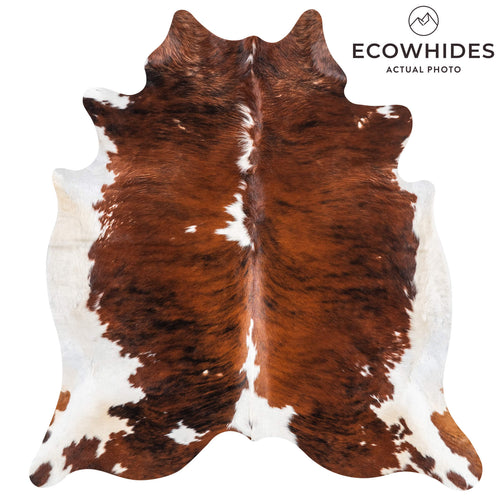 Vintage Tricolor Brindle Mix Cowhide Rug Size 7'3" L x 6'8" W 2050