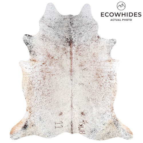 Vintage Brown Salt and Pepper Cowhide Rug Size 7'3" L x 6'6" W 2059