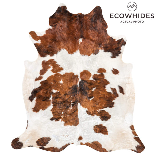 Vintage Tricolor Cowhide Rug Size 6'8" L x 5'11" W 2085