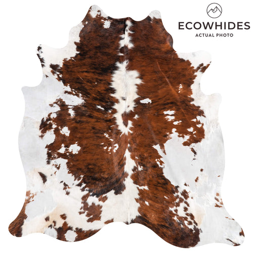 Vintage Tricolor Brindle Mix Cowhide Rug Size 7'10" L x 7'6" W 2089