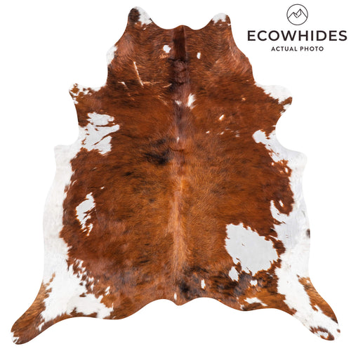 Vintage Tricolor Brindle Mix Cowhide Rug Size 7'0" L x 6'10" W 2090