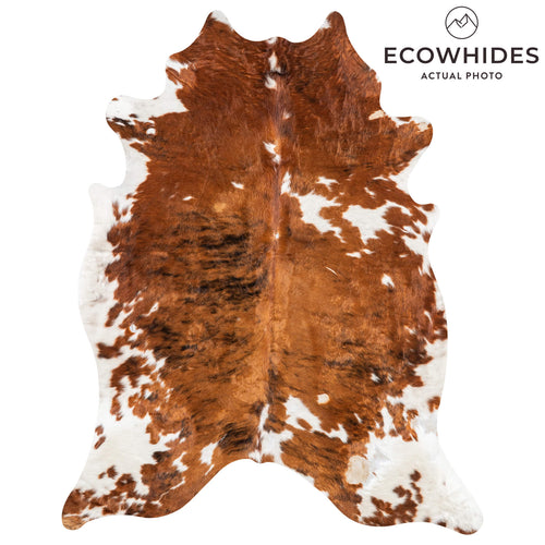 Vintage Tricolor Brindle Mix Cowhide Rug Size 7'7" L x 5'11" W 2121