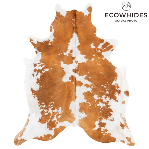 Vintage Brown and White Cowhide Rug Size 7'5" L x 6'0" W 2123