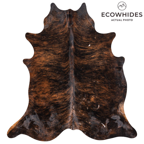 Vintage Dark Brindle Cowhide Rug Size 6'11" L x 6'3" W 2175