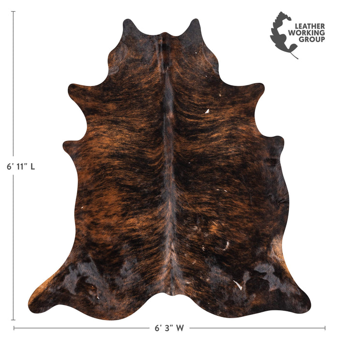 Vintage Dark Brindle Cowhide Rug Size 6'11" L x 6'3" W 2175