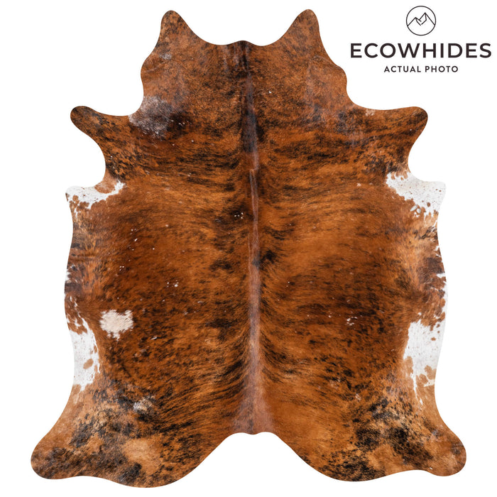 Vintage Brindle Cowhide Rug Size 7'6" L x 6'7" W 2223