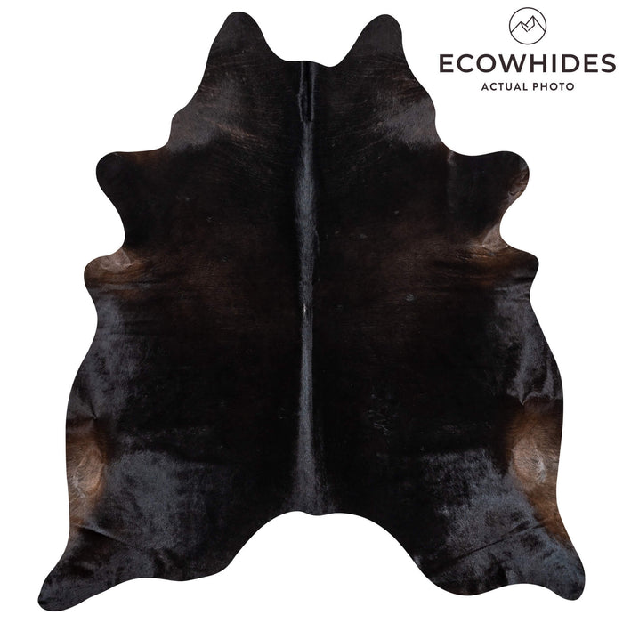 Brazilian Solid Black Cowhide Rug Size 7'7" L x 6'6" W 2303