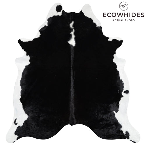 Brazilian Black and White Cowhide Rug Size 7'7" L x 6'6" W 2309