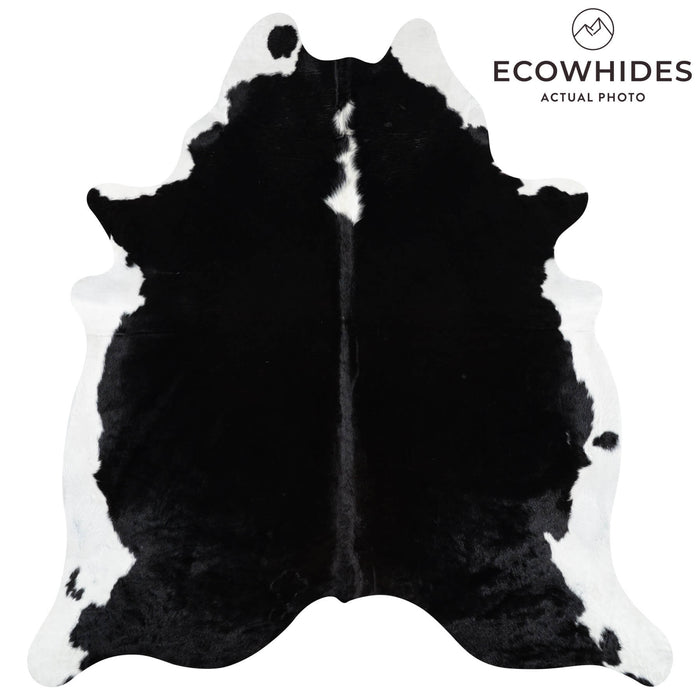 Brazilian Black and White Cowhide Rug Size 7'7" L x 6'6" W 2309