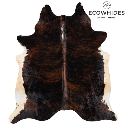 Brazilian Brindle White Belly Cowhide Rug Size 7'7" L x 6'6" W 2314