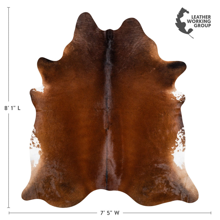 Brazilian Brown Cowhide Rug Size 7'7" L x 6'6" W 2326
