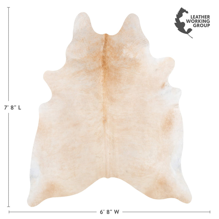 Brazilian Beige Cowhide Rug Size 7'7" L x 6'6" W 2332