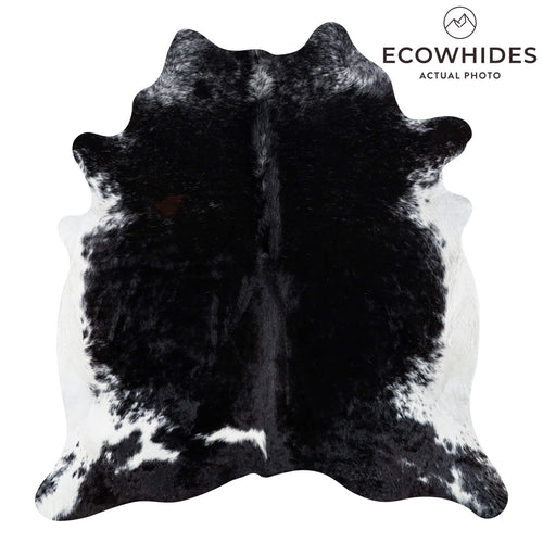 Brazilian Black and White Cowhide Rug Size 7'7" L x 6'6" W 2333
