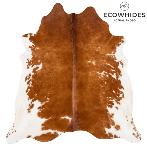 Brazilian Brown and White Cowhide Rug Size 7'7" L x 6'6" W 2334