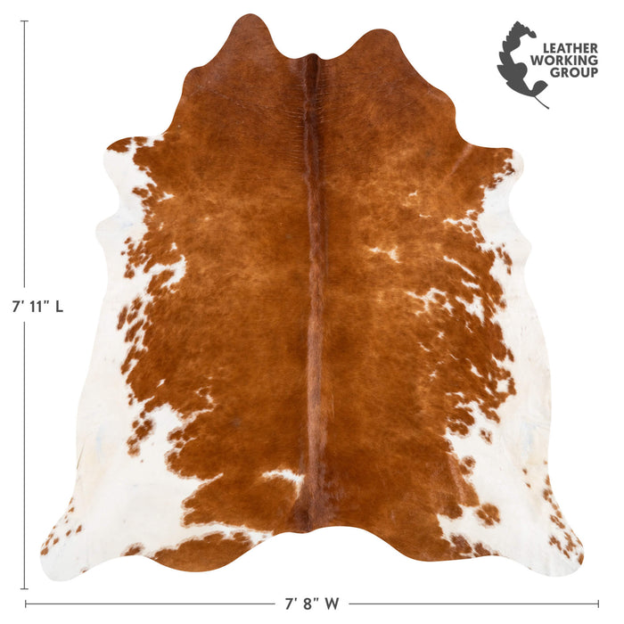 Brazilian Brown and White Cowhide Rug Size 7'7" L x 6'6" W 2334