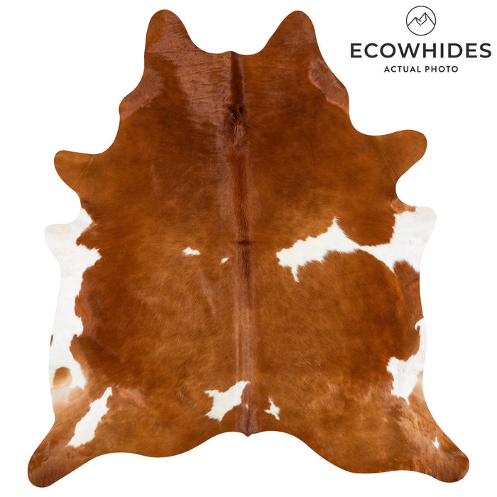 Brazilian Brown and White Cowhide Rug Size 7'7" L x 6'6" W 2335