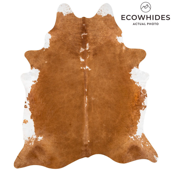 Brazilian Brown and White Cowhide Rug Size 7'7" L x 6'6" W 2336