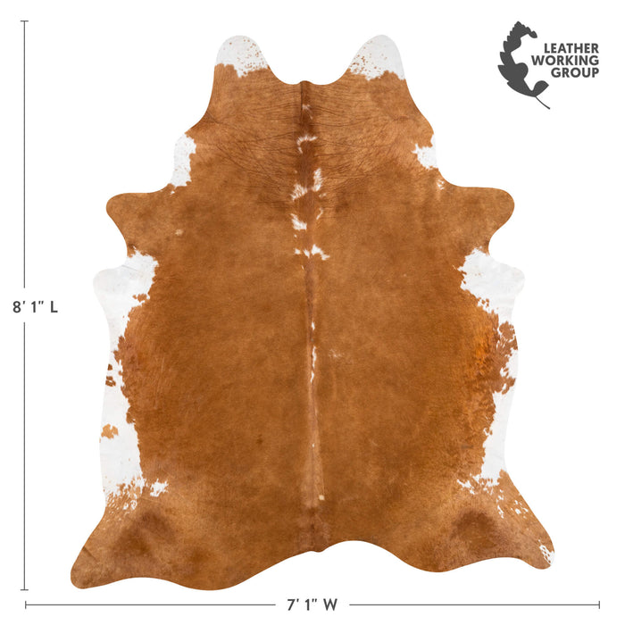 Brazilian Brown and White Cowhide Rug Size 7'7" L x 6'6" W 2336